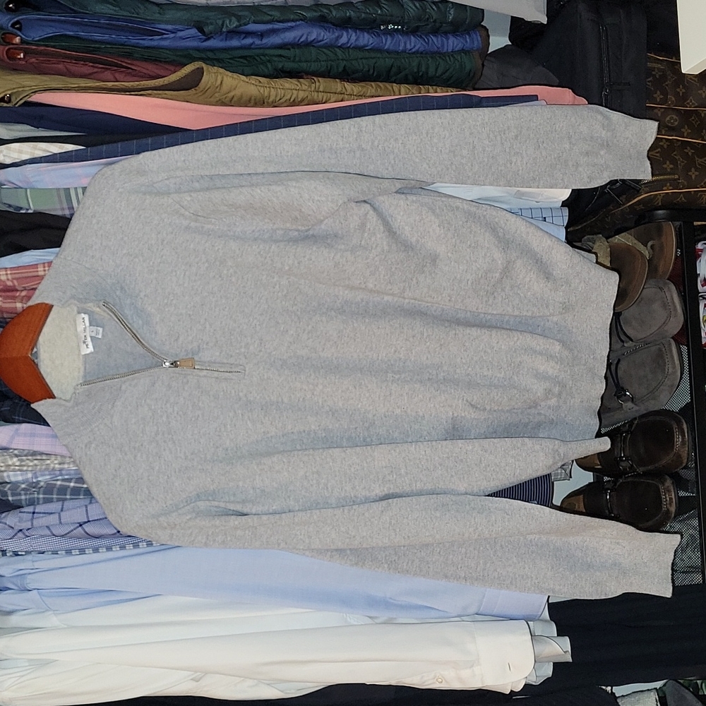 Peter Millar Gray Zip Up Sweater